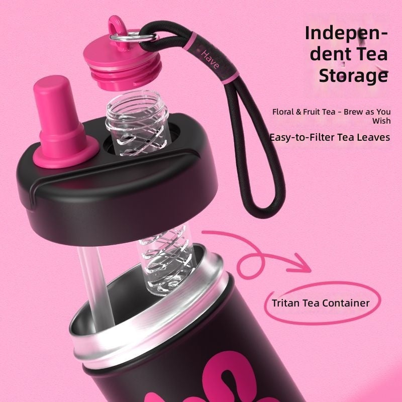 FUGUANG Portable Insulated Cup with Straw - Compact Kids' Design, 316 Stainless Steel, 460ml - Image 2