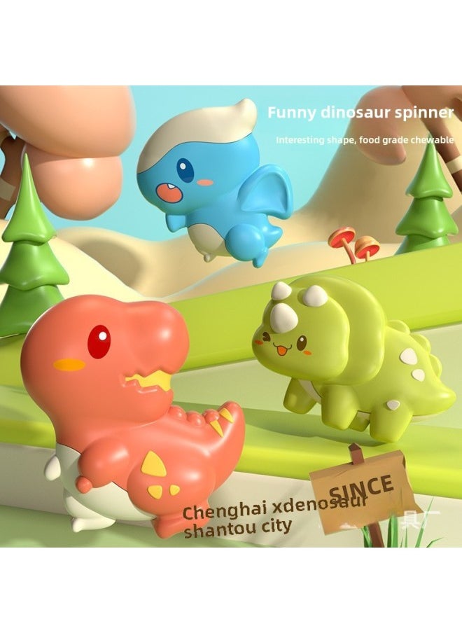 Baby Suction Cup Bath Toy Cartoon Finger Spinning Top Toothpaste Bath Toy Baby Shower Gift Idea Non-toxic Eco-friendly-Color:Dinosaur Turn (3pcs)-frosted Bag  - Image 1