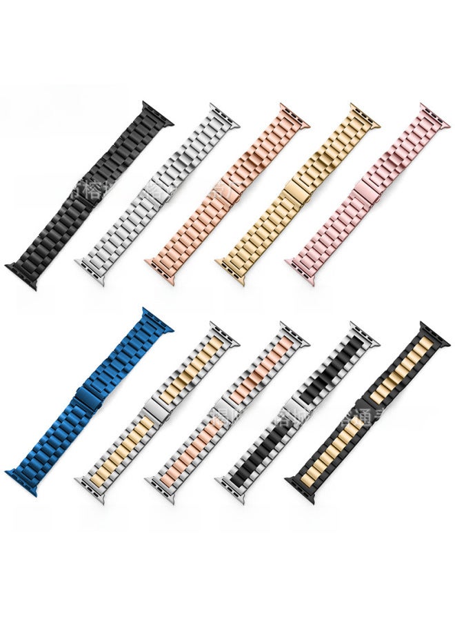For Apple Strap Apple Iwatch 8/se/7/6/5 Three Beads Solid Watch Band 38404244 - Image 3