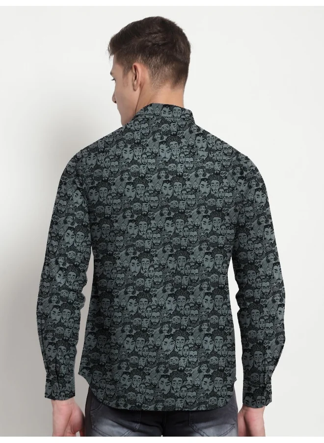 Beyoung Long Sleeve Black Tribal Printed Shirts for Men