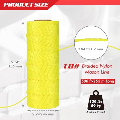 Goldblatt Mason Line, 500 Feet #18 Braided Nylon String Line, Nylon Twine for Gardening or Masonry Tools, Perfect Construction String for A String Level, Twine String for Gardening - Image 4