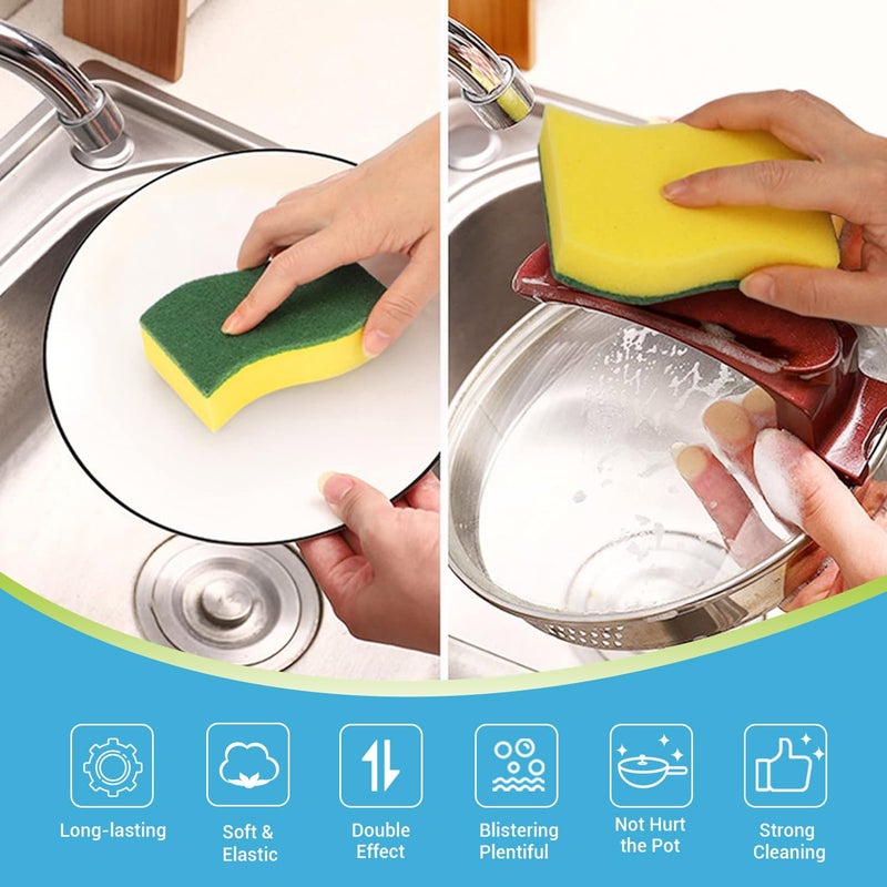 AIDEA Sponges Kitchen, 50 Pack Heavy Duty Dish Sponge, Cleaning Dish Scrubber Sponge for Home and Kitchen, Stink-Free Cleaning Supplies for Pots, Pans - Image 2