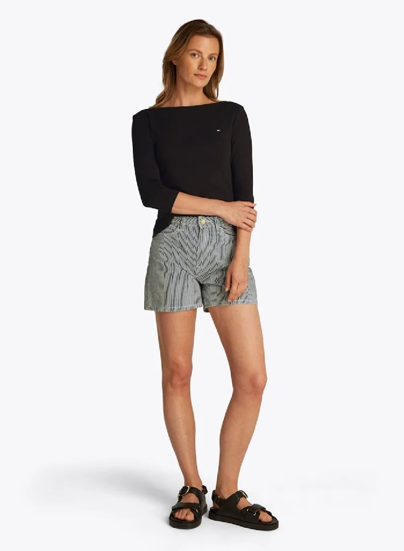 TOMMY HILFIGER Boat Neck Three-Quarter Sleeve T-Shirt