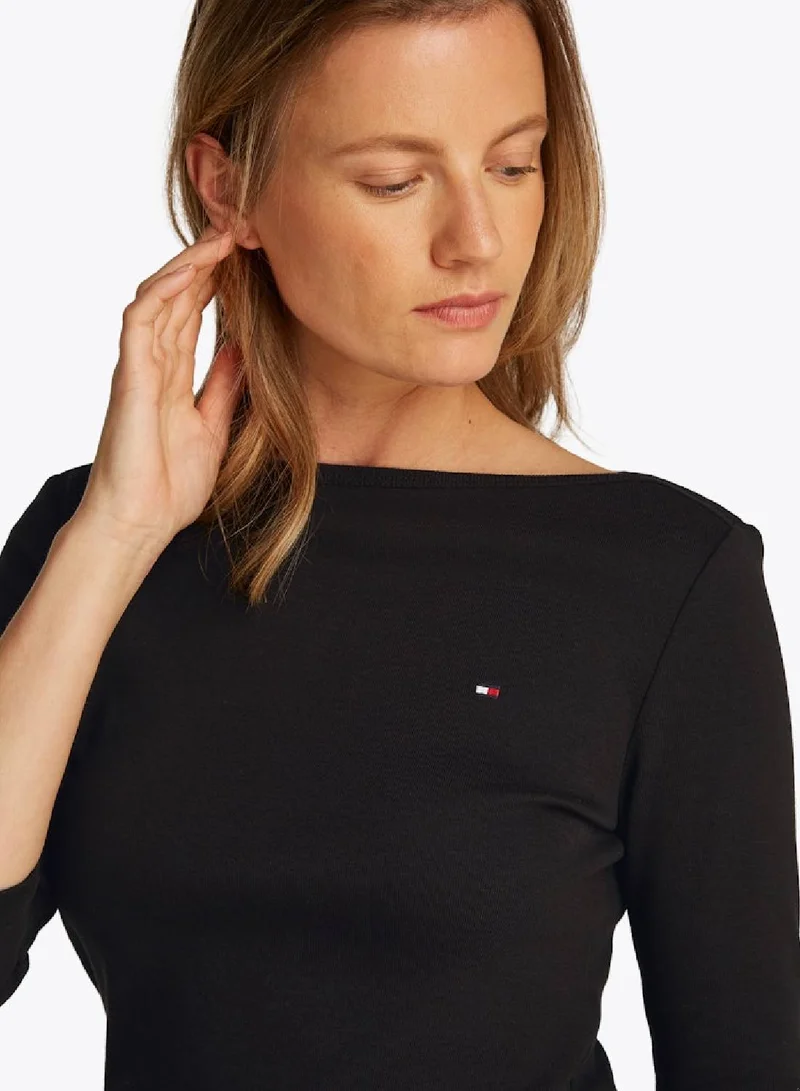 TOMMY HILFIGER Boat Neck Three-Quarter Sleeve T-Shirt