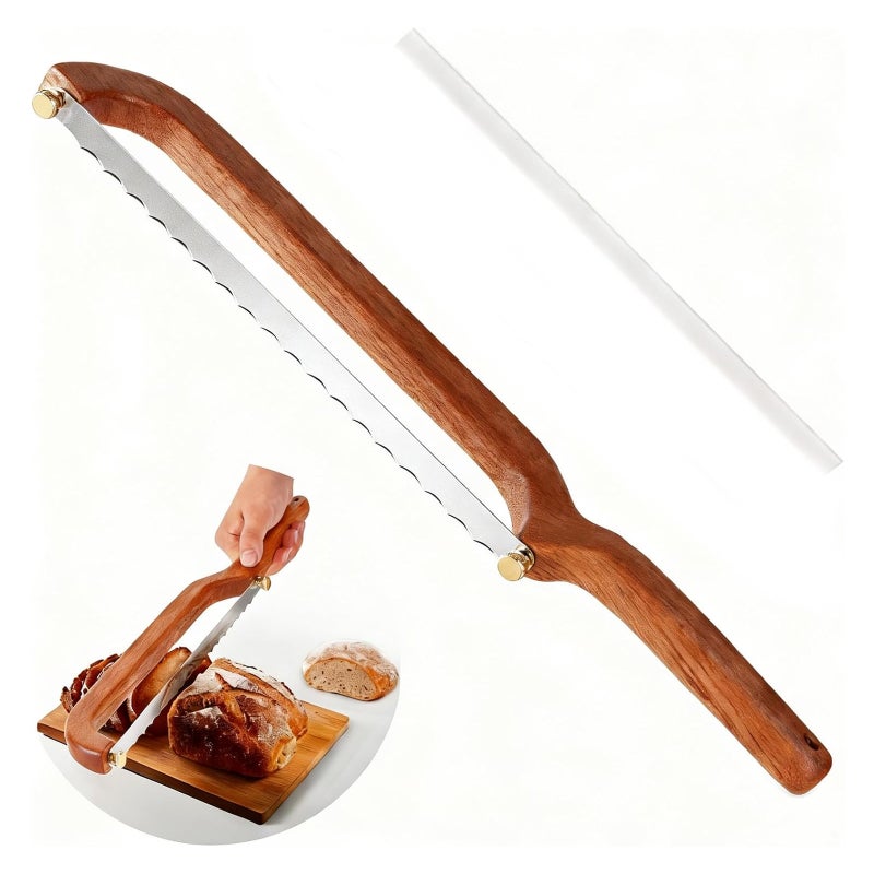 European Sour Bread Special Wooden Handle Cutting Knife Handmade Bread Slitting Saw Knife Brown - Image 1