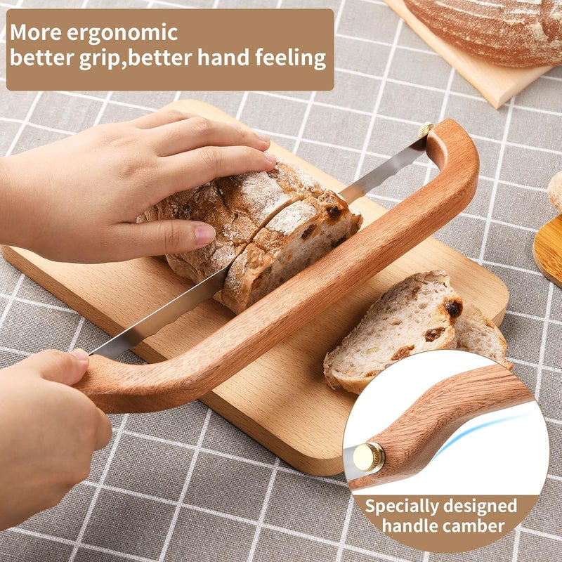 European Sour Bread Special Wooden Handle Cutting Knife Handmade Bread Slitting Saw Knife Brown - Image 3