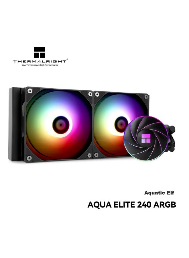 Thermalright مبرد سائل ثيرمالرايت أكوا إليت 240 أرجب، تأثيرات إضاءة شمسية كروما، حوامل تركيب معدنية بالكامل، كتلة ماء أرجب، Ae240 أرجب - Image 1