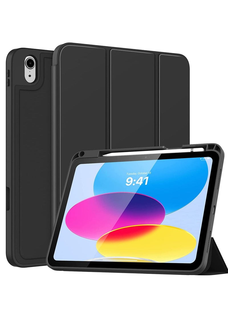 New iPad Air 5th Generation Case 2022 iPad Air 4th Generation Case 2020 10.9 Inch with Pencil Holder Trifold Stand Smart Case Black