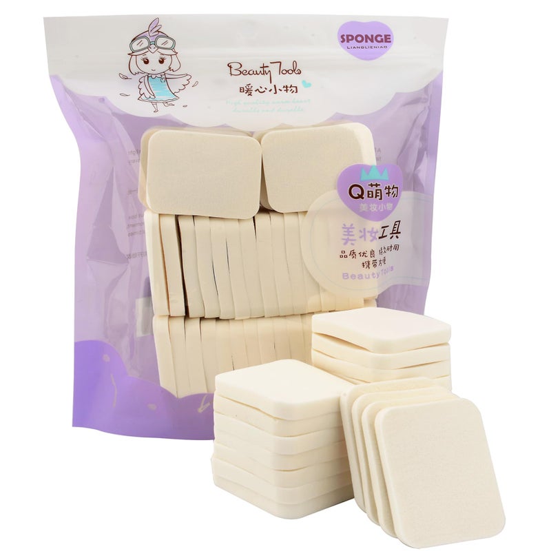 Aturmon 40 PCS Makeup Blenders Sponges Set Use for Dry and Wet Perfect for Full Face Curve Blending Cream Liquid Powder Foundation Cosmetics Latex Free Soft Flexible Square