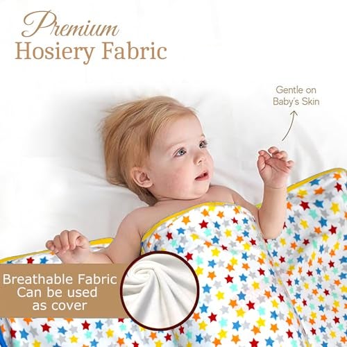 VParents Cotton New Born Baby Hooded Wrapper Blanket, Double Layer 0-12 Months deo - Image 4