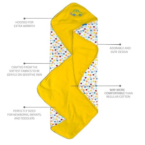 VParents Cotton New Born Baby Hooded Wrapper Blanket, Double Layer 0-12 Months deo - Image 2