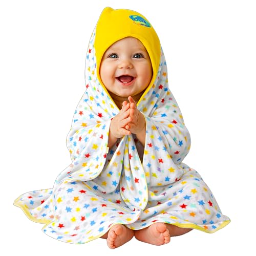 VParents Cotton New Born Baby Hooded Wrapper Blanket, Double Layer 0-12 Months deo - Image 1