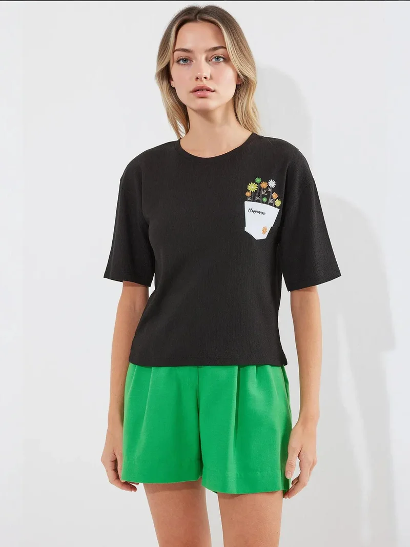 BIG DART BDART Embroidered Crew Neck Printed T-Shirt