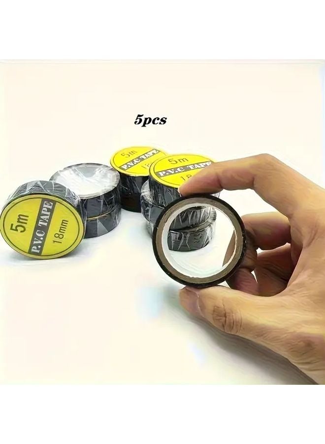 5 لفات شريط عازل مطاطي أسود مقاوم للحرارة العالية، شريط كهربائي متين ومرن للأسلاك - Image 1