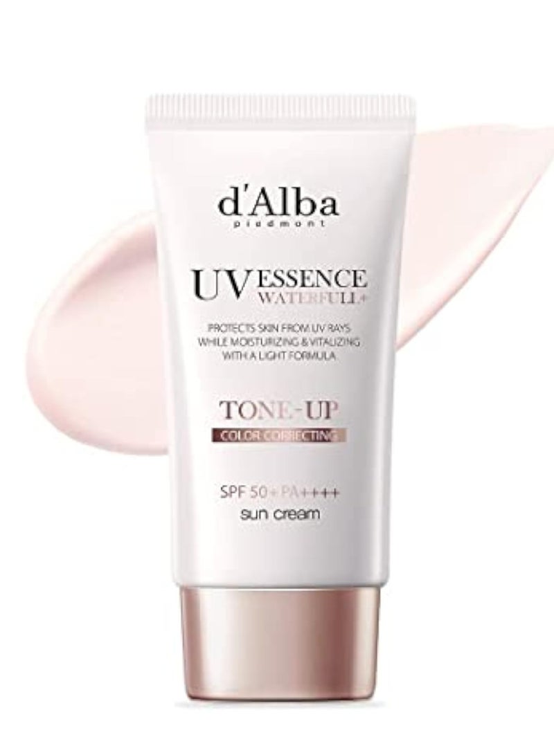 d'alba Piedmont Italian White Truffle Waterfull Tone-up Sunscreen, pure and Vegan hybrid pink tinted moisturizer, glow and brightening sunscreen, gentle and safe use sunscreen - Image 1