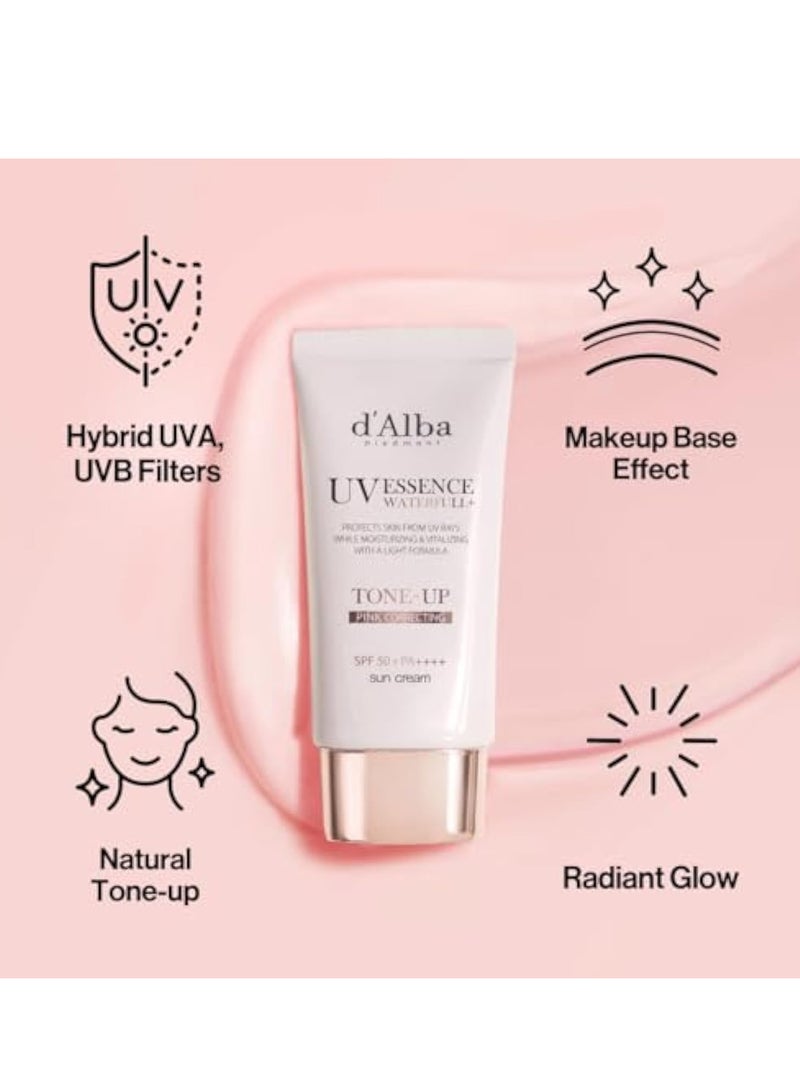 d'alba Piedmont Italian White Truffle Waterfull Tone-up Sunscreen, pure and Vegan hybrid pink tinted moisturizer, glow and brightening sunscreen, gentle and safe use sunscreen - Image 5