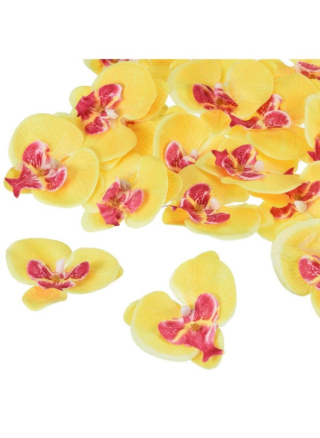 M METERXITY M METERXITY 20 Pack Artificial Silk Butterfly Orchid Flower Heads - for Event Decoration, Apply to Wedding/Party/Festival/DIY (2.8", Yellow)  - Image 1
