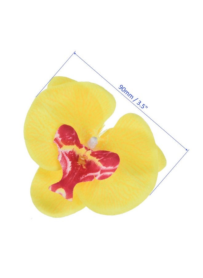 M METERXITY M METERXITY 20 Pack Artificial Silk Butterfly Orchid Flower Heads - for Event Decoration, Apply to Wedding/Party/Festival/DIY (2.8", Yellow)  - Image 2
