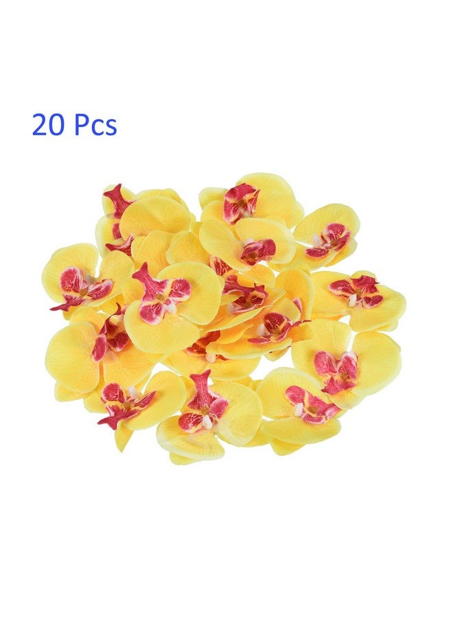 M METERXITY M METERXITY 20 Pack Artificial Silk Butterfly Orchid Flower Heads - for Event Decoration, Apply to Wedding/Party/Festival/DIY (2.8", Yellow)  - Image 3