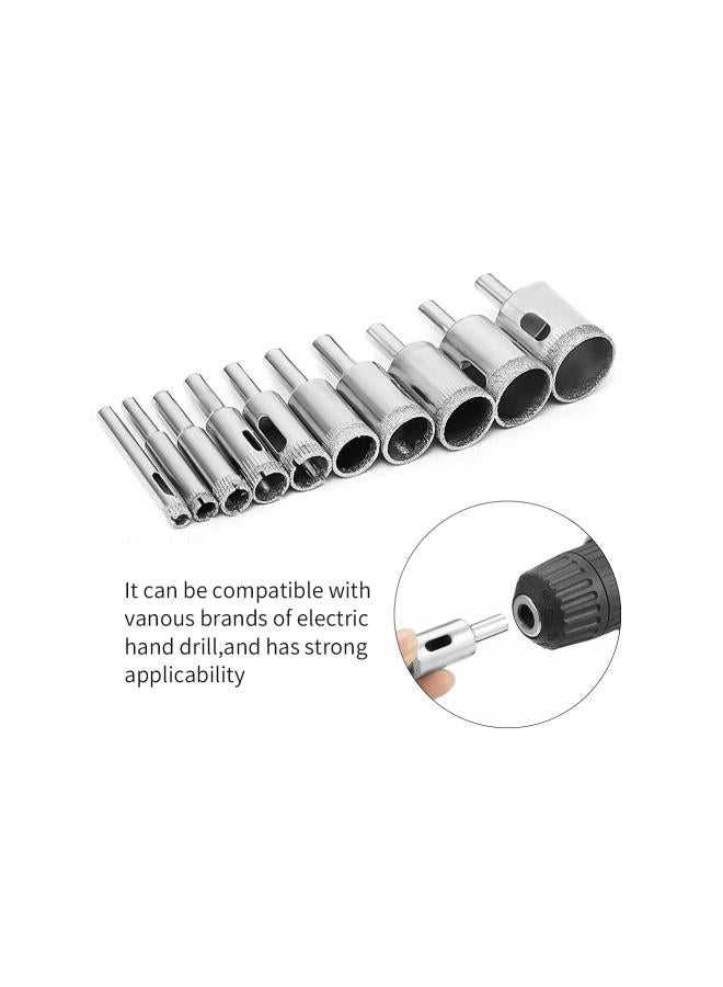 Diamond Drill Bits,15PCS Hole Saw Set Hollow Core Drill Bit Set for Diamond Coating for Glass, Ceramics, Porcelain, Ceramic Tile, Marble, 6-50mm 