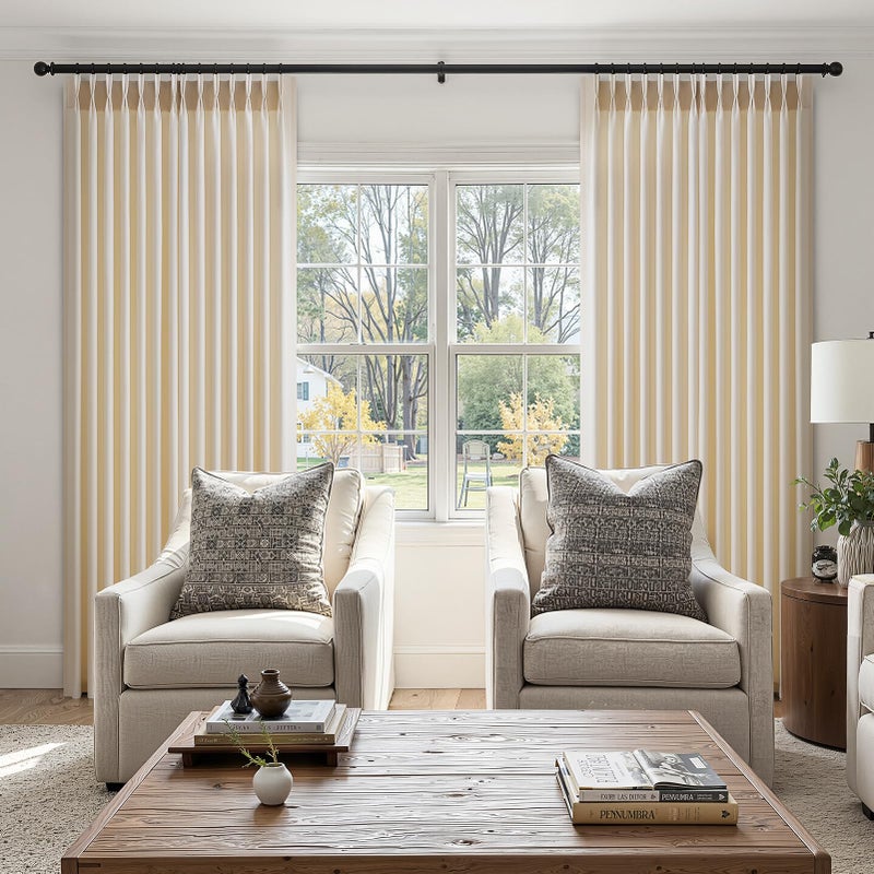 Drapenova Beige Pinch Pleated Linen Curtains 84 Inch Length 2 Panels for Bedroom Living Room Textured Semi Sheer Window Curtain Boho Neutral Back Tab Pinch Pleat Drape with Hooks 84 Inches Longï¼ŒBirch - Image 5