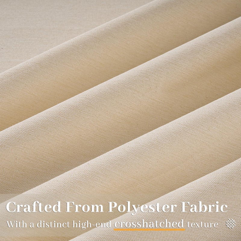 Drapenova Beige Pinch Pleated Linen Curtains 84 Inch Length 2 Panels for Bedroom Living Room Textured Semi Sheer Window Curtain Boho Neutral Back Tab Pinch Pleat Drape with Hooks 84 Inches Longï¼ŒBirch - Image 2
