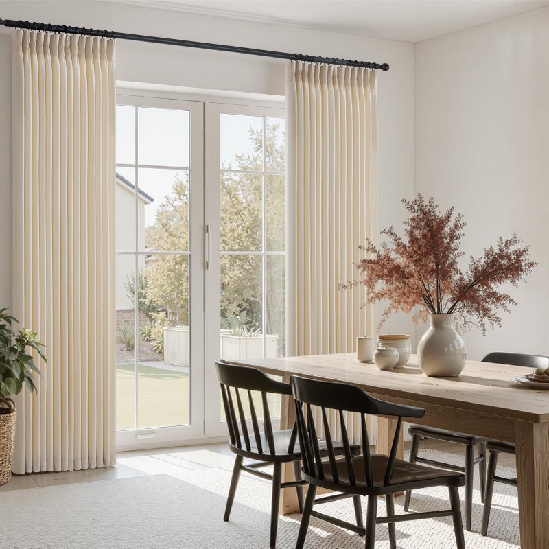 Drapenova Beige Pinch Pleated Linen Curtains 84 Inch Length 2 Panels for Bedroom Living Room Textured Semi Sheer Window Curtain Boho Neutral Back Tab Pinch Pleat Drape with Hooks 84 Inches Longï¼ŒBirch - Image 4