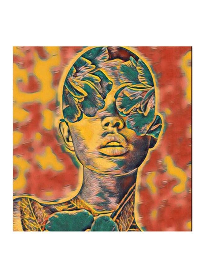 RYN Leaf Mask MDF Wall Art Multicolour 30x30centimeter - Image 1