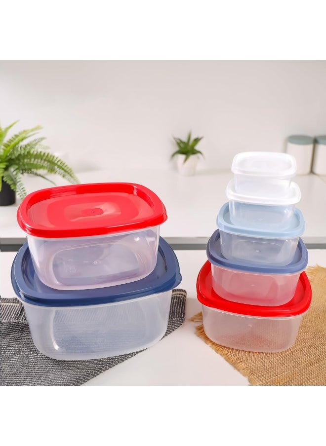 DELCASA Delcasa DC3047 Plastic Square Food Storage Container 7-Pieces Set  - Image 1
