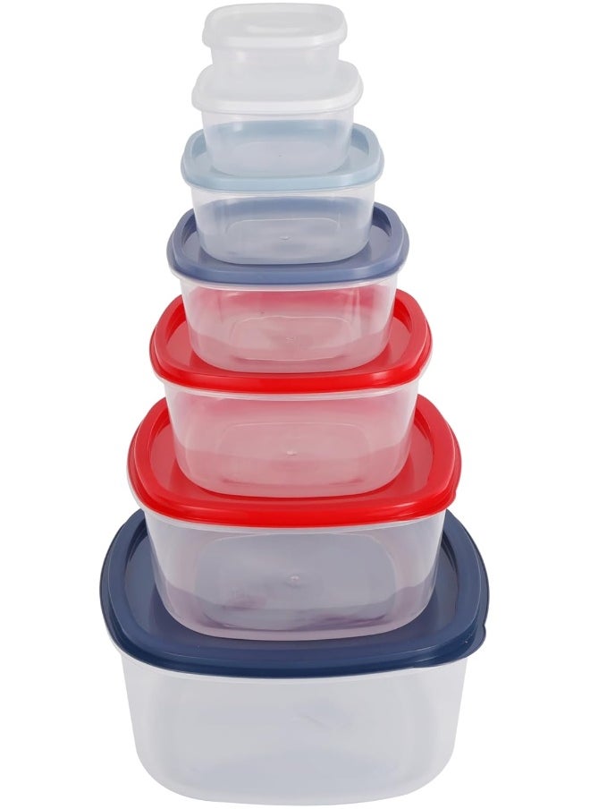 DELCASA Delcasa DC3047 Plastic Square Food Storage Container 7-Pieces Set  - Image 2