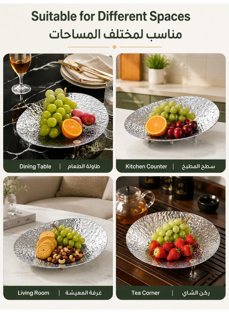 جيني جار وعاء فواكه أكريليك، طبق تقديم مرتفع بتصميم ملمس مطروق، صينية ديكورية للفواكه والحلويات والمقبلات، شفاف - Image 4