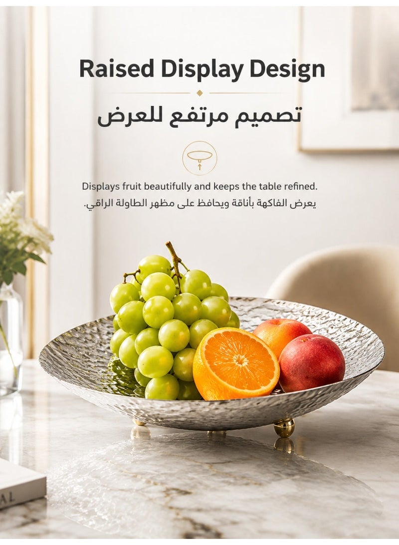 جيني جار وعاء فواكه أكريليك، طبق تقديم مرتفع بتصميم ملمس مطروق، صينية ديكورية للفواكه والحلويات والمقبلات، شفاف - Image 5