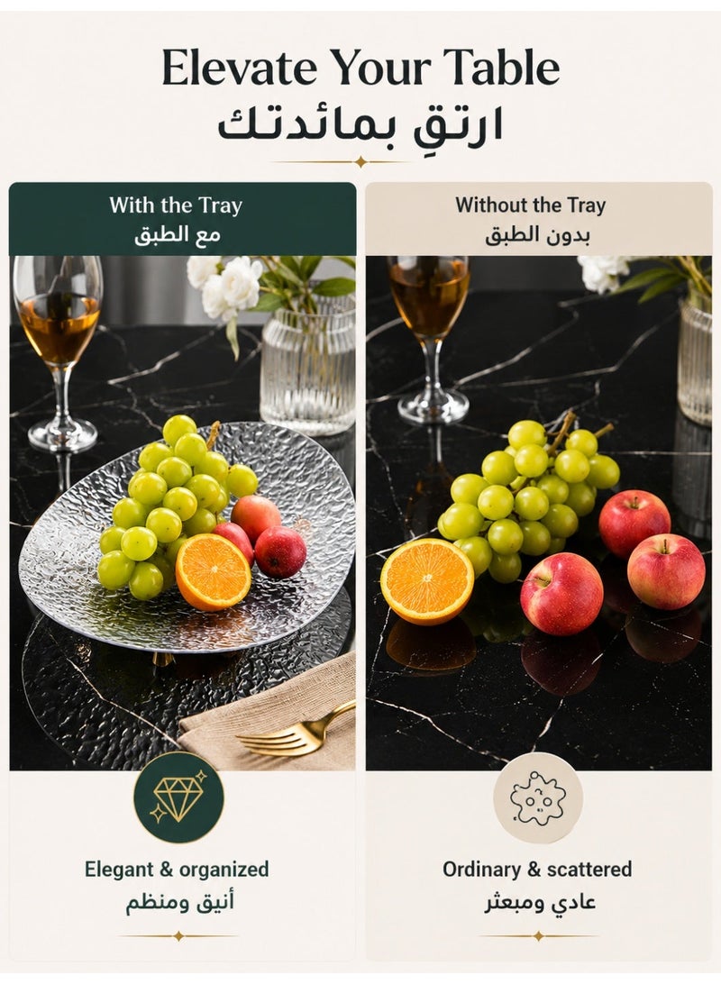 جيني جار وعاء فواكه أكريليك، طبق تقديم مرتفع بتصميم ملمس مطروق، صينية ديكورية للفواكه والحلويات والمقبلات، شفاف - Image 2