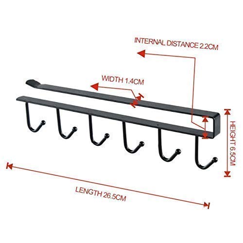 PRAMUKH STORE Metal Multifunction Under Shelf Coffee Mug Cup Holder Rack Organizer Stand for Kitchen Counter Cabinet Table with 6 Hooks - Image 4