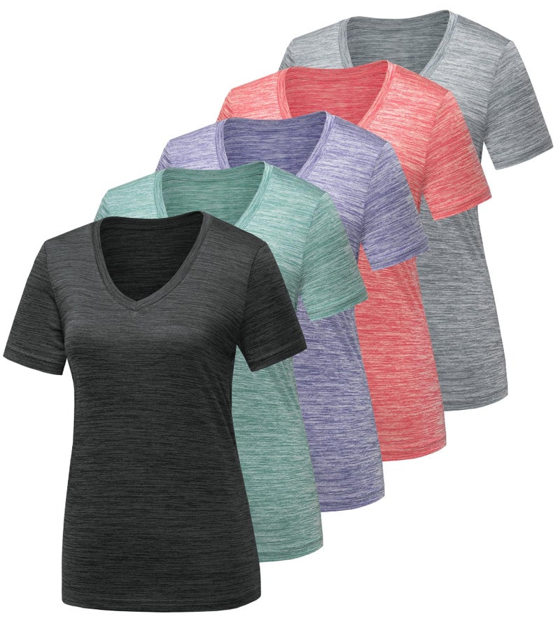 CE' CERDR 5/7 Pack Workout Shirts for Women, Moisture Wicking Quick Dry Active Athletic Women's Gym Performance T Shirts - Image 1