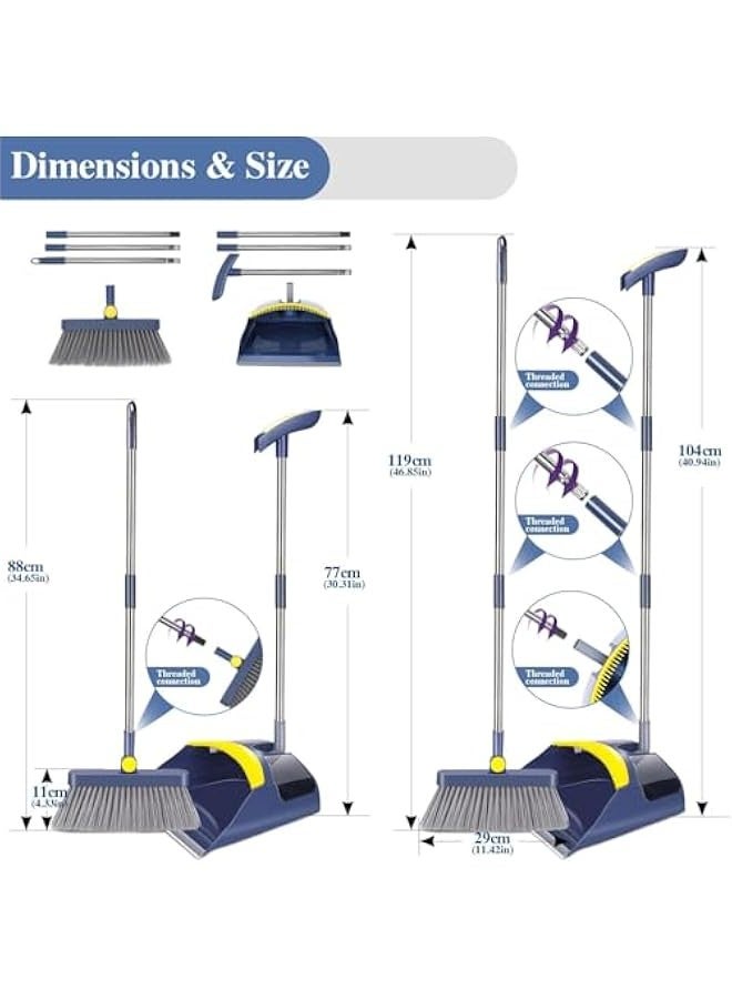TRASSLE Room and Dustpan Set for Home, Dustpan and Brush Set with 48 inch Long Handle for Home Kitchen Room Office Lobby Floor Use Upright Stand Up Broom and Dustpan Set for Home  - Image 2