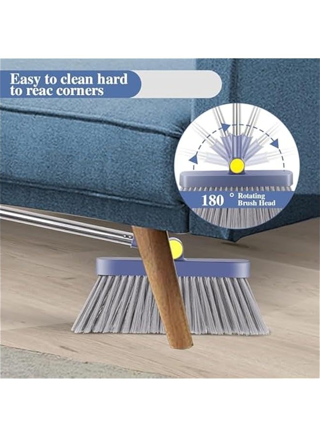 TRASSLE Room and Dustpan Set for Home, Dustpan and Brush Set with 48 inch Long Handle for Home Kitchen Room Office Lobby Floor Use Upright Stand Up Broom and Dustpan Set for Home  - Image 3