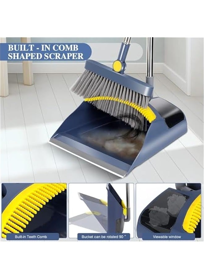 TRASSLE Room and Dustpan Set for Home, Dustpan and Brush Set with 48 inch Long Handle for Home Kitchen Room Office Lobby Floor Use Upright Stand Up Broom and Dustpan Set for Home  - Image 4