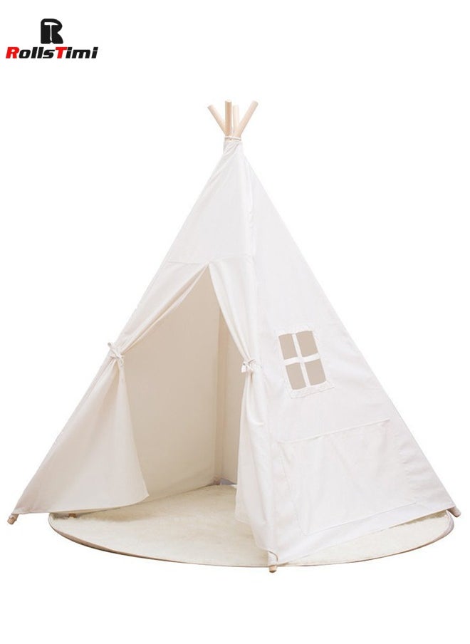 RollsTimi  Cotton Canvas Teepee Kid's Play Tent,White  - Image 1
