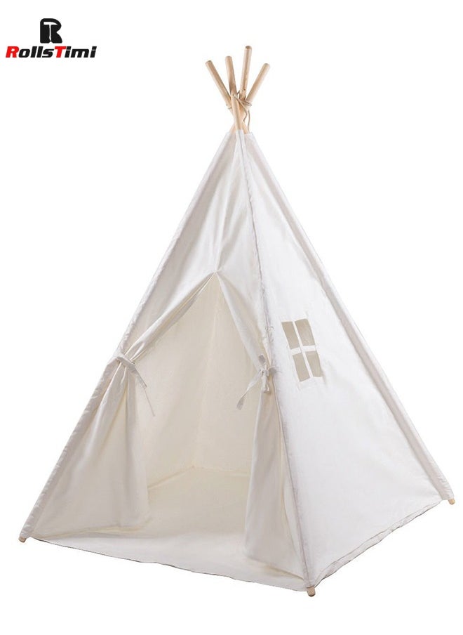 RollsTimi  Cotton Canvas Teepee Kid's Play Tent,White  - Image 2