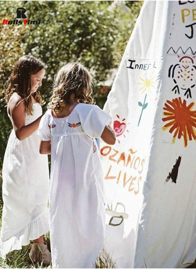 RollsTimi  Cotton Canvas Teepee Kid's Play Tent,White  - Image 4
