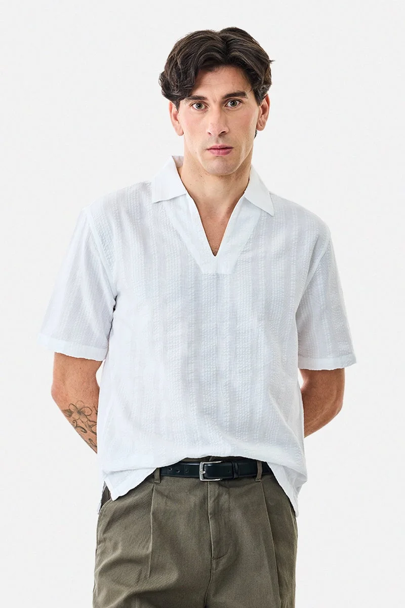 سنيتش قميص بياقة سبعة بقصة واسعة