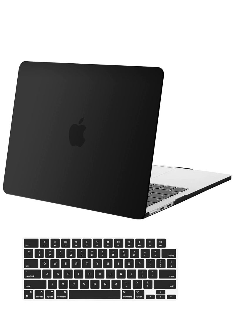 جراب MacBook Air 13.6 بوصة 2022 2023 Release A2681 M2 رقاقة مع شاشة Retina سائلة وحافظة صلبة بلاستيكية مزودة بمعرف اللمس وغطاء لوحة مفاتيح أسود - Image 1