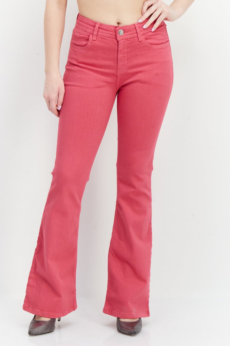 RIVER ISLAND Women Regular Fit Wide Leg Washed Stretchable Jean, Pink - Image 1