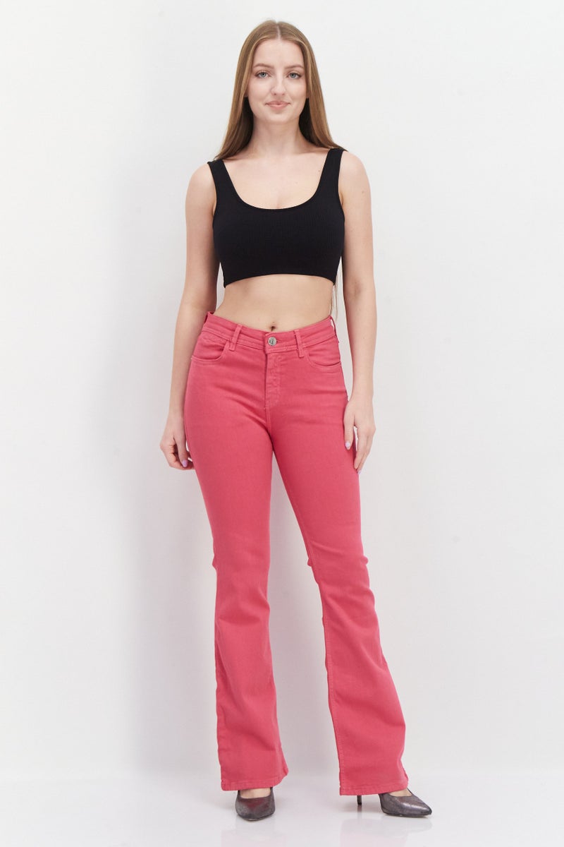 RIVER ISLAND Women Regular Fit Wide Leg Washed Stretchable Jean, Pink - Image 4