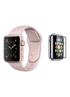 Silicone Wrist Band with a Glass Screen Protector For Apple Watch Series 3/4/5 38-40mm Pink