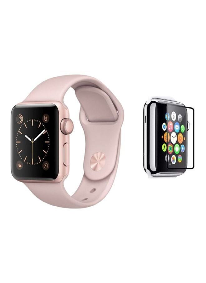 vesus - Silicone Wrist Band with a Glass Screen Protector For Apple Watch Series 3/4/5 38-40mm Pink - Image 1