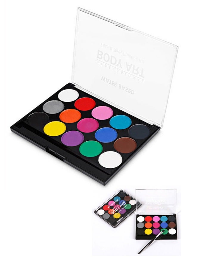 مجموعة طلاء الوجه الاحترافية لطلاء الجسم ذات أساس مائي 15 لونًا قابلة للغسل وغير سامة - Image 1