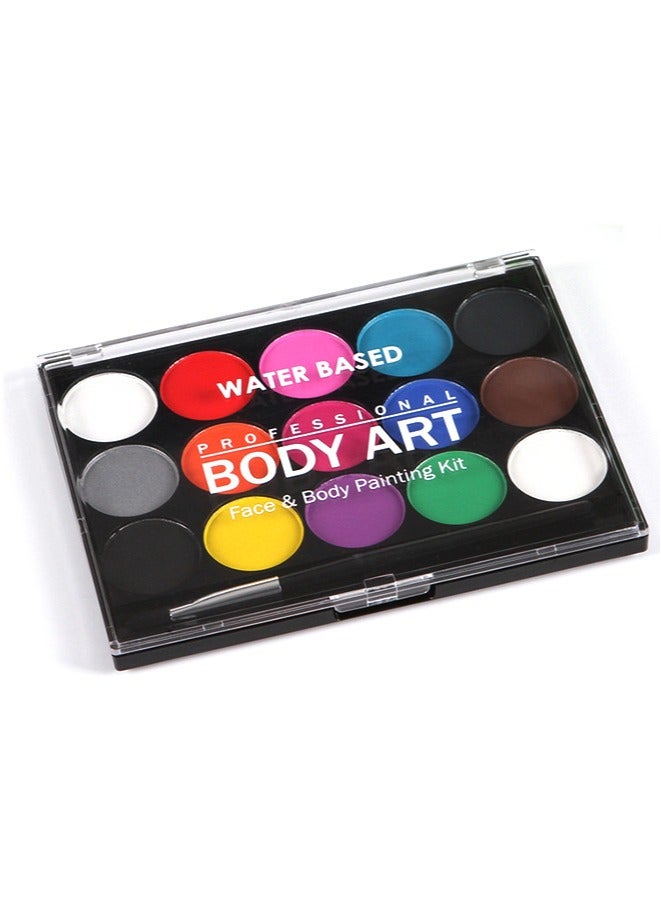 مجموعة طلاء الوجه الاحترافية لطلاء الجسم ذات أساس مائي 15 لونًا قابلة للغسل وغير سامة - Image 2