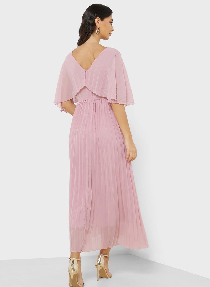 ELLA Pleated Flutter Sleeve Dress - Image 2